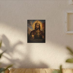 Arte mural católico húngaro, impresión en lienzo de San Esteban de Hungría, regalo de arte sacro para el hogar católico. imagen 11