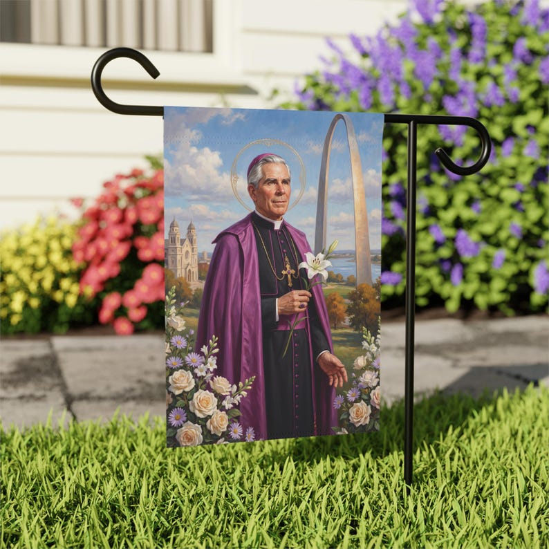 Fulton Sheen Garden Flag, Catholic Outdoor Yard Banner, Blessed Fulton Sheen Evangelization Decor image 5