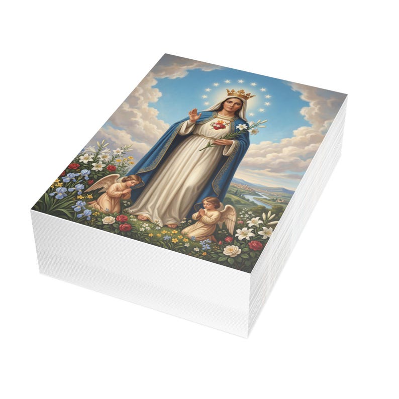 Queenship of Mary Note Cards, Marian Devotional Stationery, Blank Inside Catholic Greeting Cards image 17