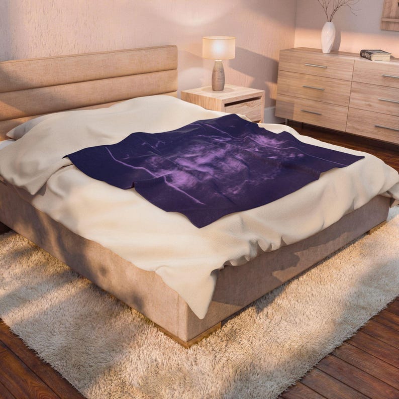 Shroud of Turin Blanket, Holy Face of Jesus Catholic Gift, Purple Velveteen Plush Throw for Prayer Room or Home image 6