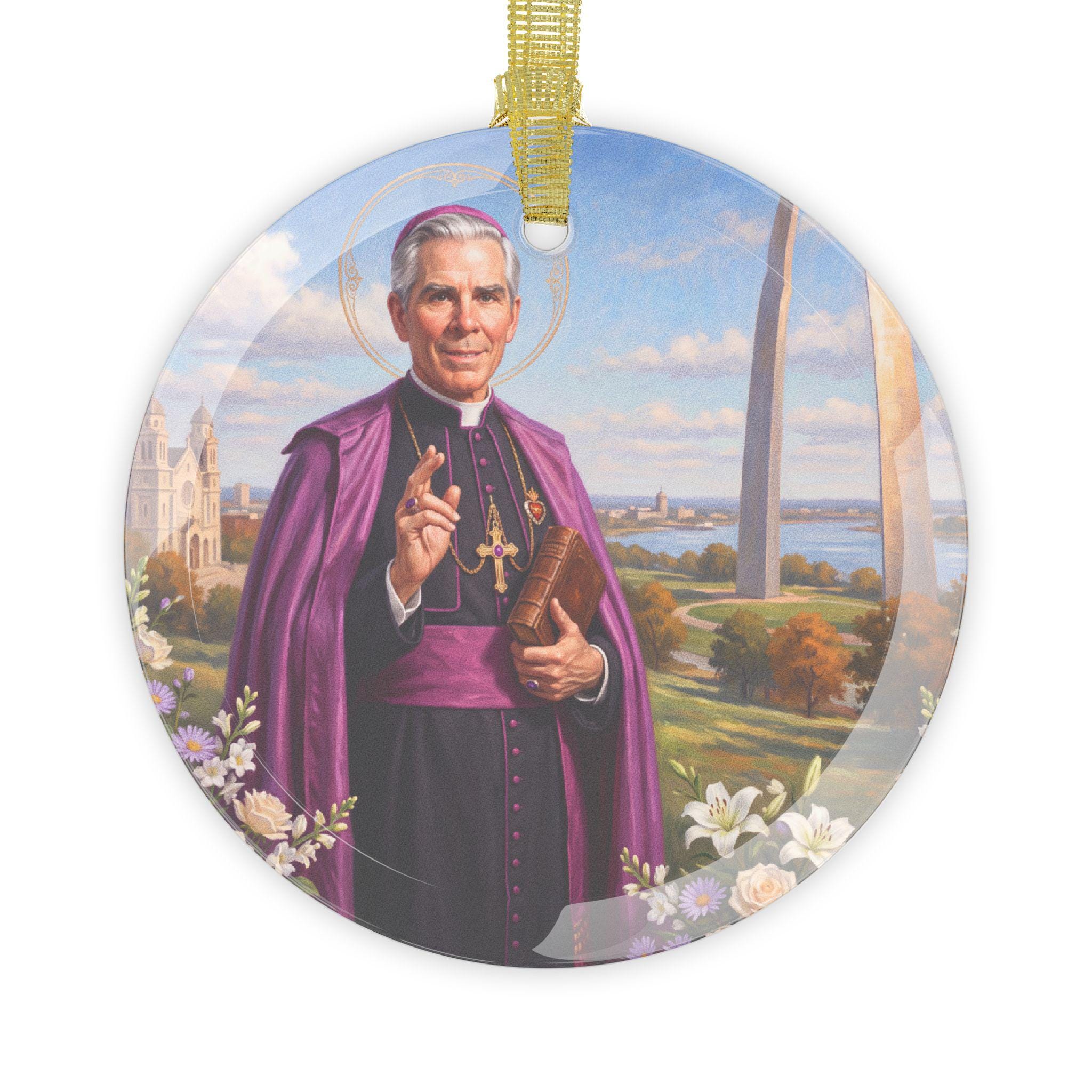 Fulton Sheen Glass Ornament, Catholic Christmas Gift, Blessed Archbishop Tree Decoration