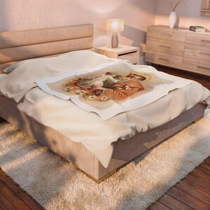 Sacred Art St. Joseph Blanket, Catholic Holy Family Velveteen Throw for Prayer or Home image 9