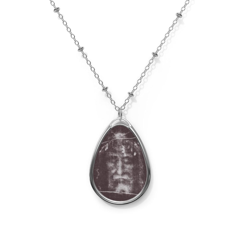 Shroud of Turin Necklace, Holy Face of Jesus Catholic Gift, Devotional Pendant for Mom Dad Priest Grandma image 1