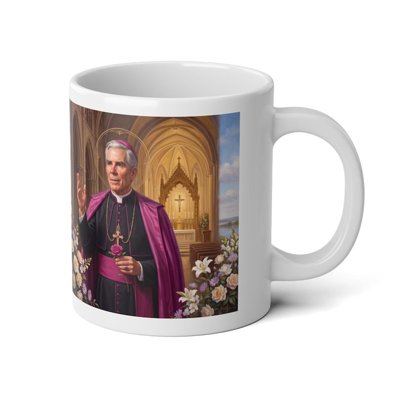Blessed Fulton Sheen Jumbo Mug, Large Catholic Coffee Cup, Archbishop Evangelization Gift image 1