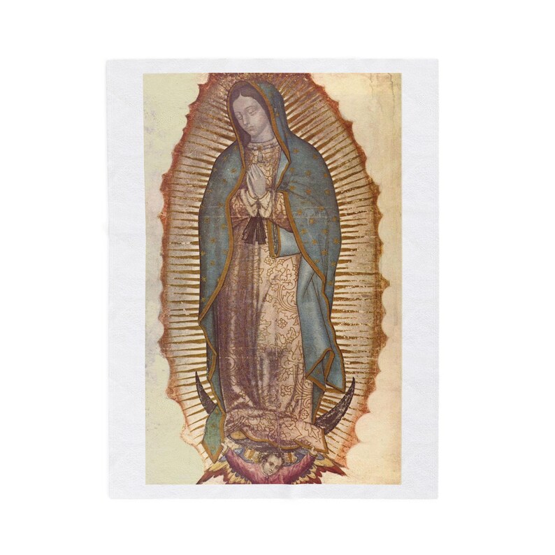 Our Lady of Guadalupe Velveteen Plush Throw Blanket | Catholic Virgin Mary Gift image 5