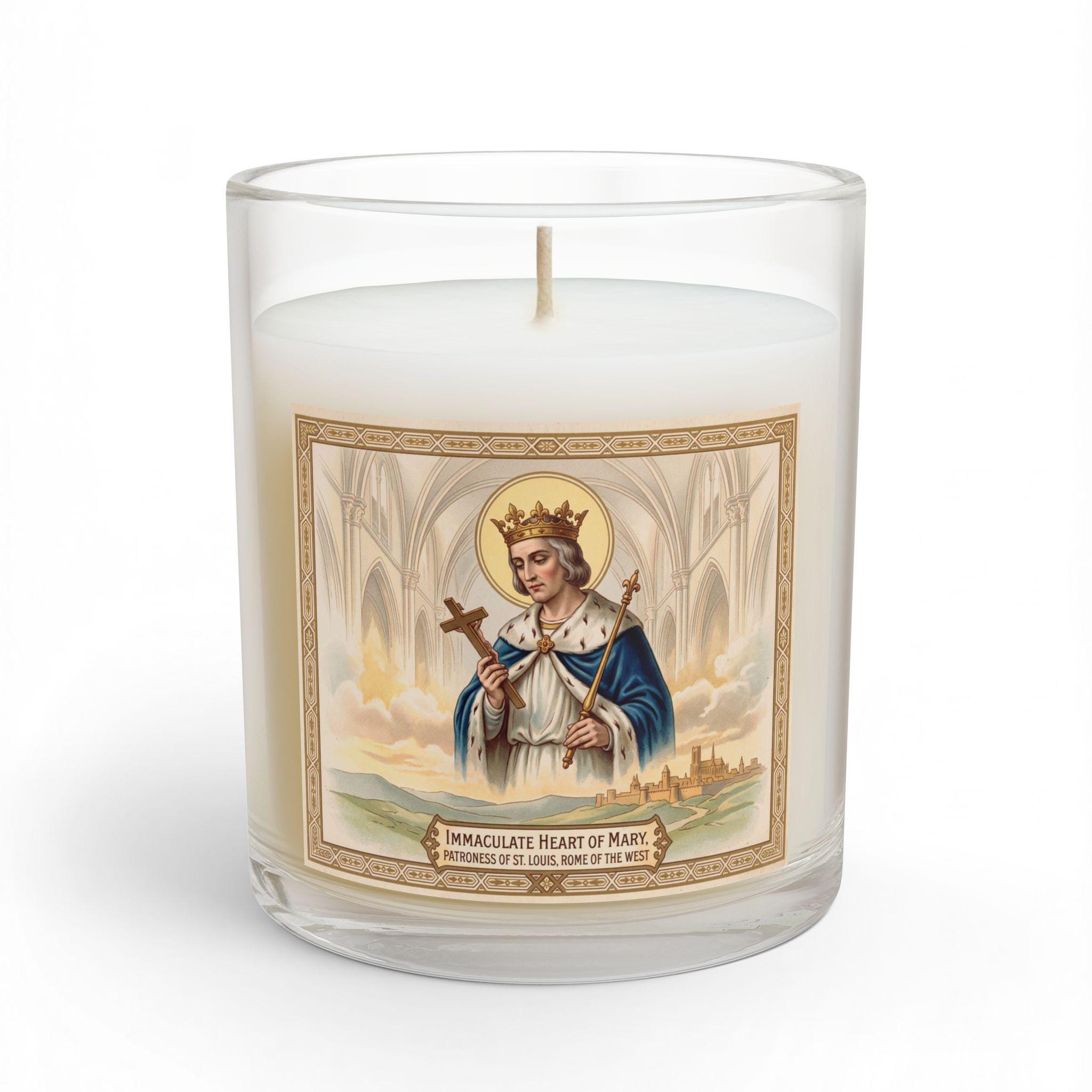 Immaculate Heart of Mary Glass Candle, St. Louis Devotional, Catholic Prayer Candle