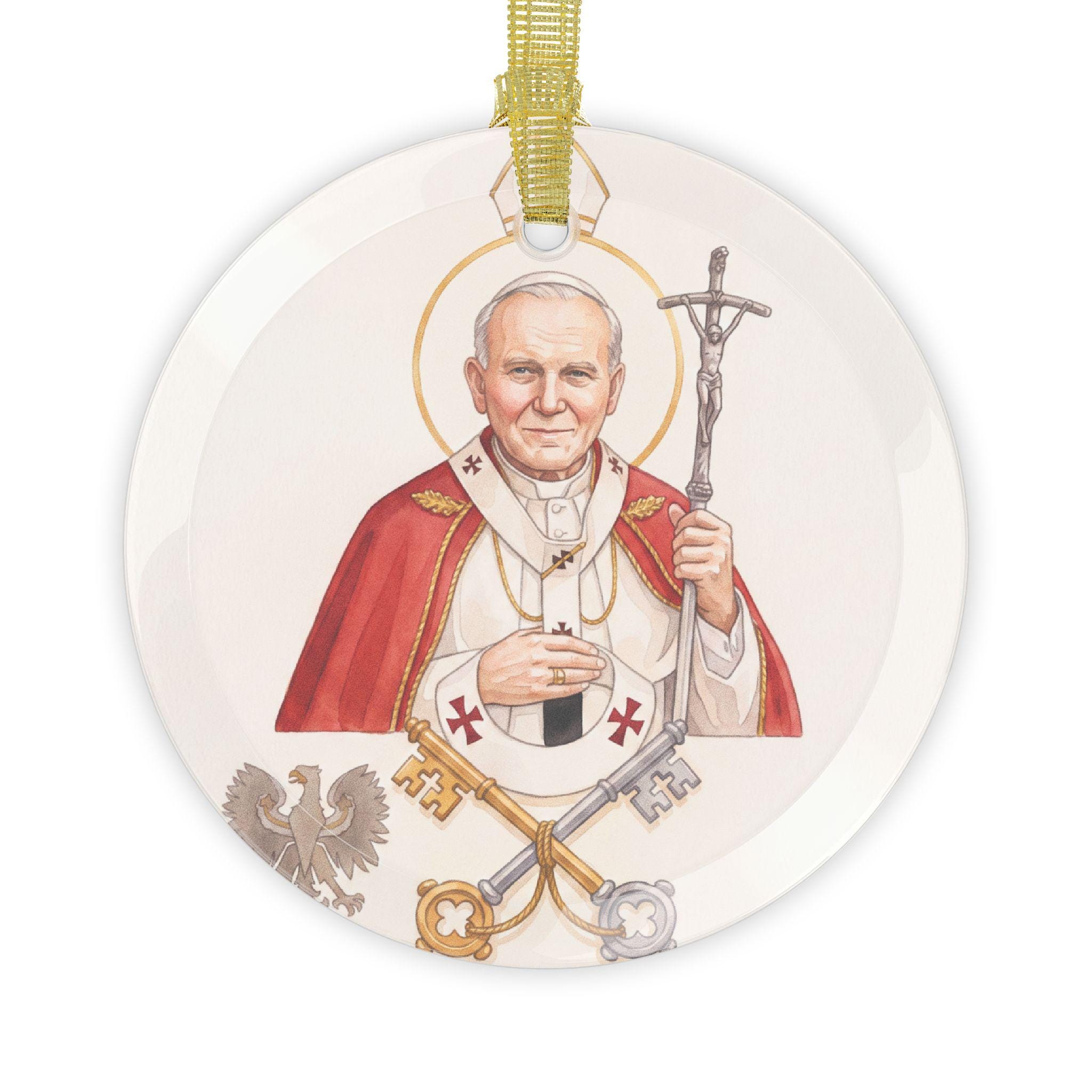 John Paul II Glass Ornament, Catholic Christmas Decoration, Papal Devotional Gift