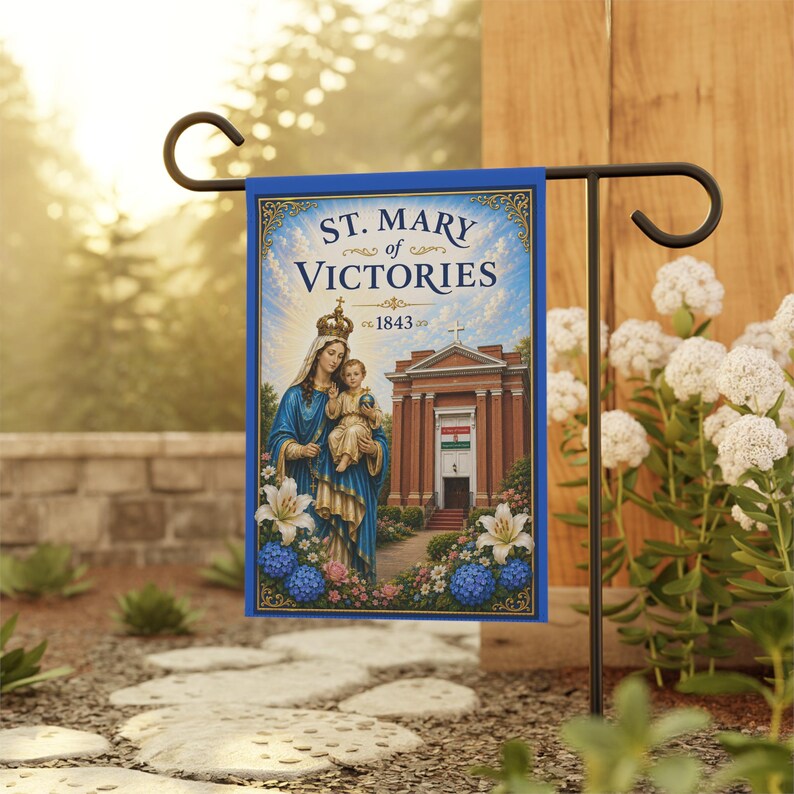 St. Mary of Victories Garden Flag, Catholic Outdoor Banner, Marian Devotional Flag for Home Shrine image 4