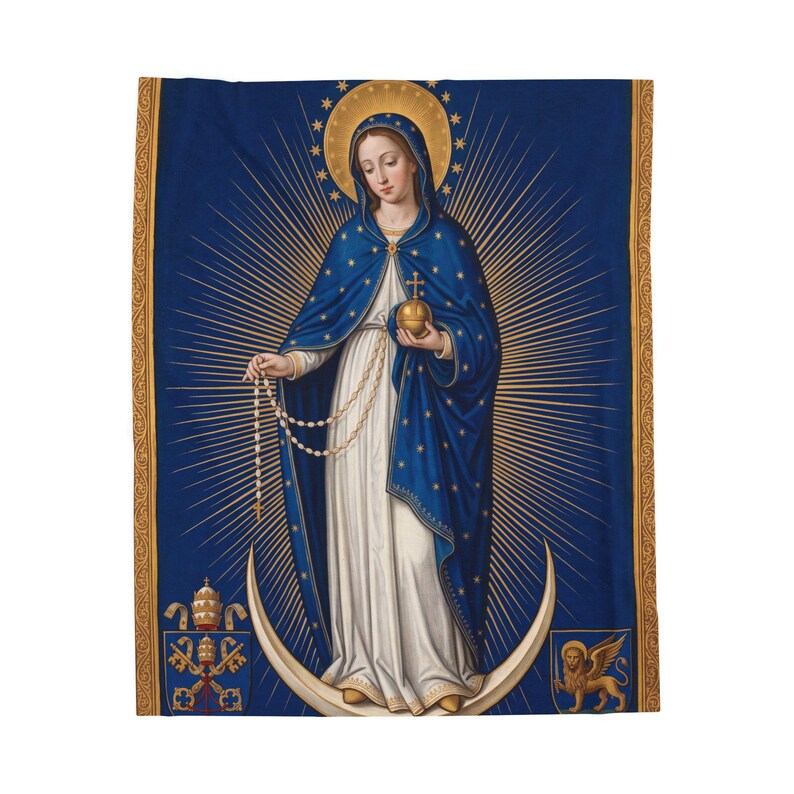 Blessed Virgin Mary Birthday Blanket, Nativity of Mary Feast Day Throw, September 8 Marian Gift for Catholic Home image 3