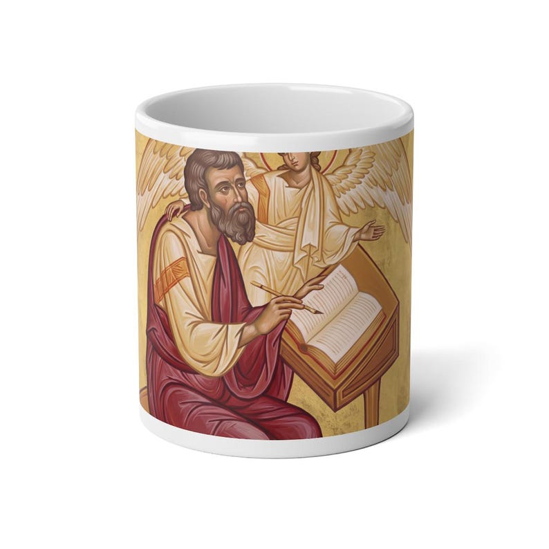 Saint Matthew Apostle Jumbo Mug, Catholic Coffee Cup, Evangelist Devotional Gift for Catholic Home image 2