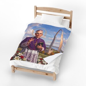 Blessed Fulton Sheen Velveteen Blanket, Soft Catholic Throw, Gift for Prayer Corner or Home image 11