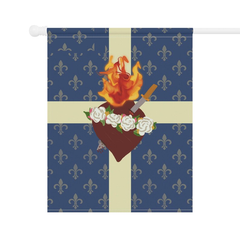 Immaculate Heart of Mary Flag / Garden Banner - French Blue, Catholic Devotion, Outdoor Decor image 14