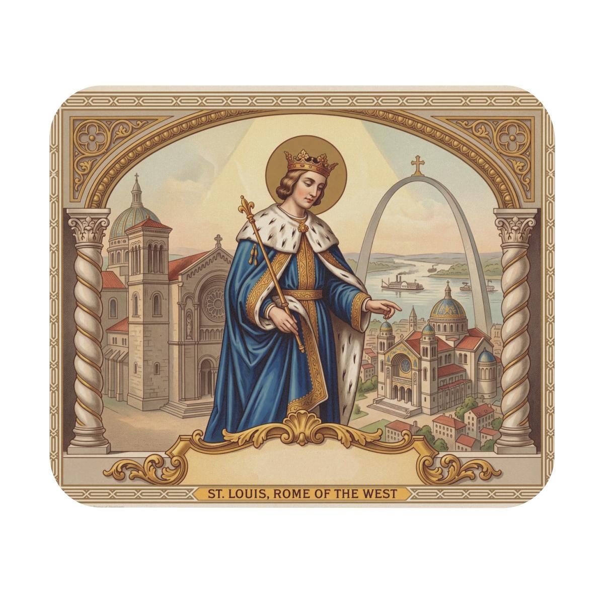 Saint Louis IX Mouse Pad, Catholic Desk Accessory, Traditional Royal Saint