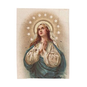 Virgin Mary Velveteen Plush Blanket, Marian Catholic Throw Blanket, Our Lady Devotional Gift for Catholic Home or Prayer Space image 10