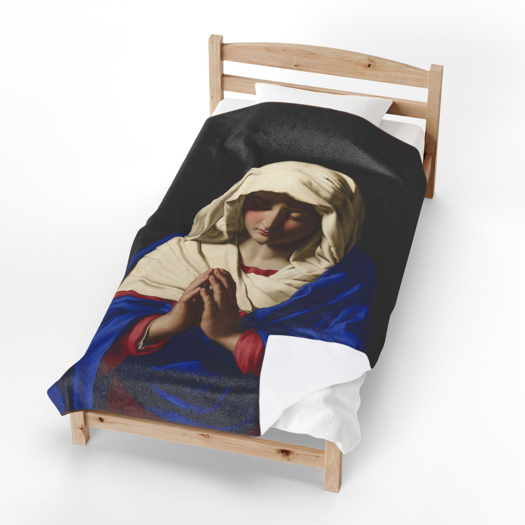 Virgin Mary Prayer Blanket, Catholic Marian Devotional Throw, Our Lady Gift for Mom, Confirmation, Christmas
