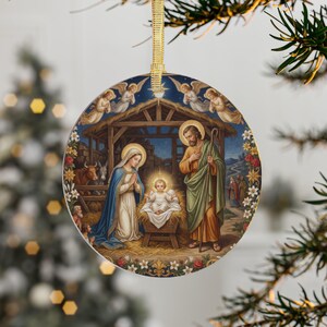Acrylic Nativity Ornament, Catholic Stocking Stuffer, Clear Christmas Tree Ornament for Family Parish Gift Exchange image 3