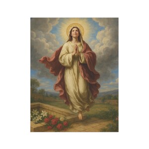 Assumption of Mary Garden Flag, Outdoor Catholic Yard Banner, Marian Devotional Gift for Home or Prayer Garden image 8