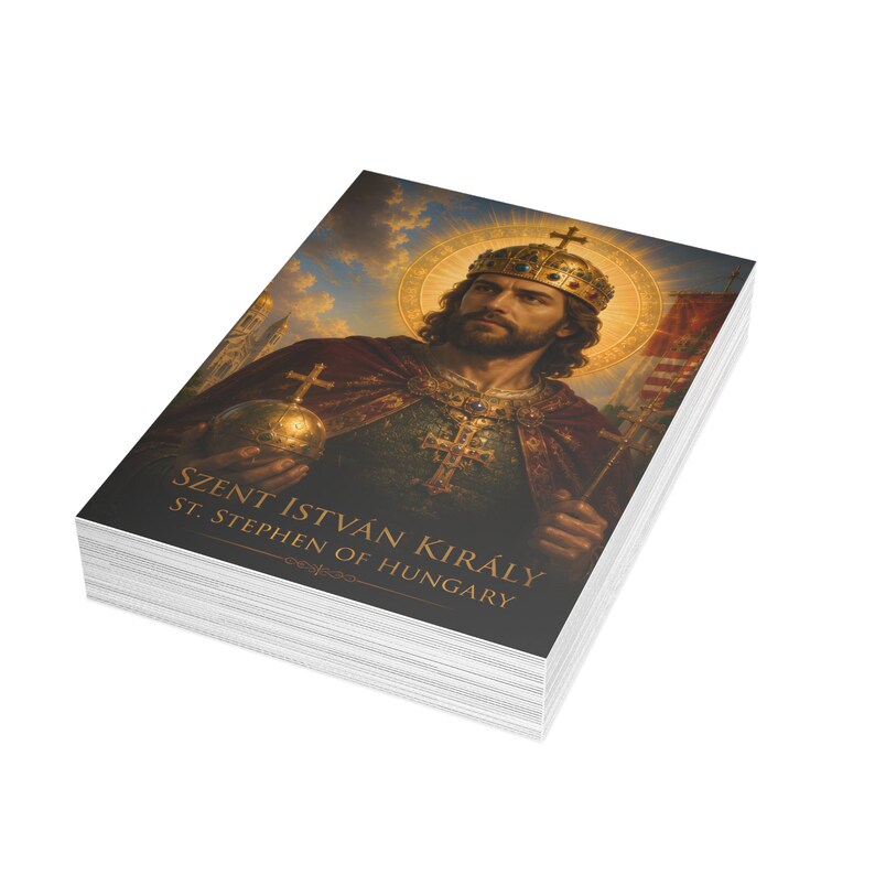 Prayer Card Set, St. Stephen of Hungary, Catholic Devotional Cards for Hungarian Heritage Gift image 10
