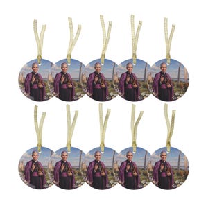 Fulton Sheen Glass Ornament, Catholic Christmas Gift, Blessed Archbishop Tree Decoration image 14
