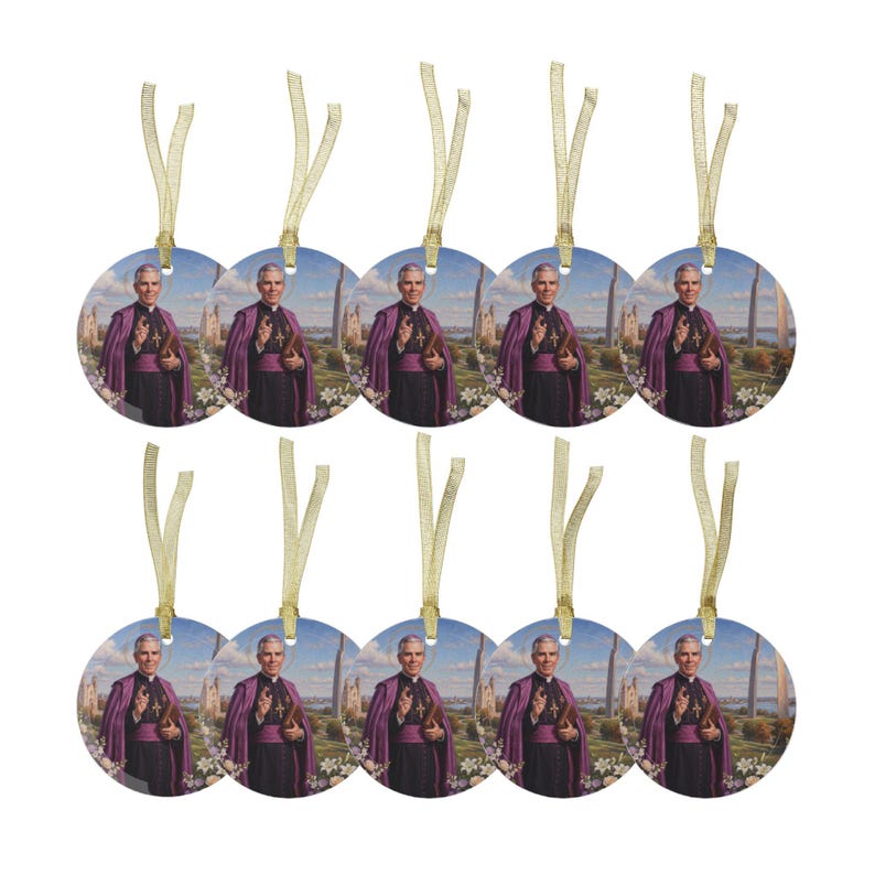 Fulton Sheen Glass Ornament, Catholic Christmas Gift, Blessed Archbishop Tree Decoration image 14