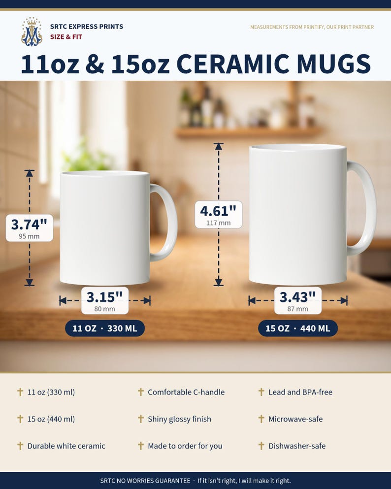 Size and fit chart for the St. Nicholas ceramic mug