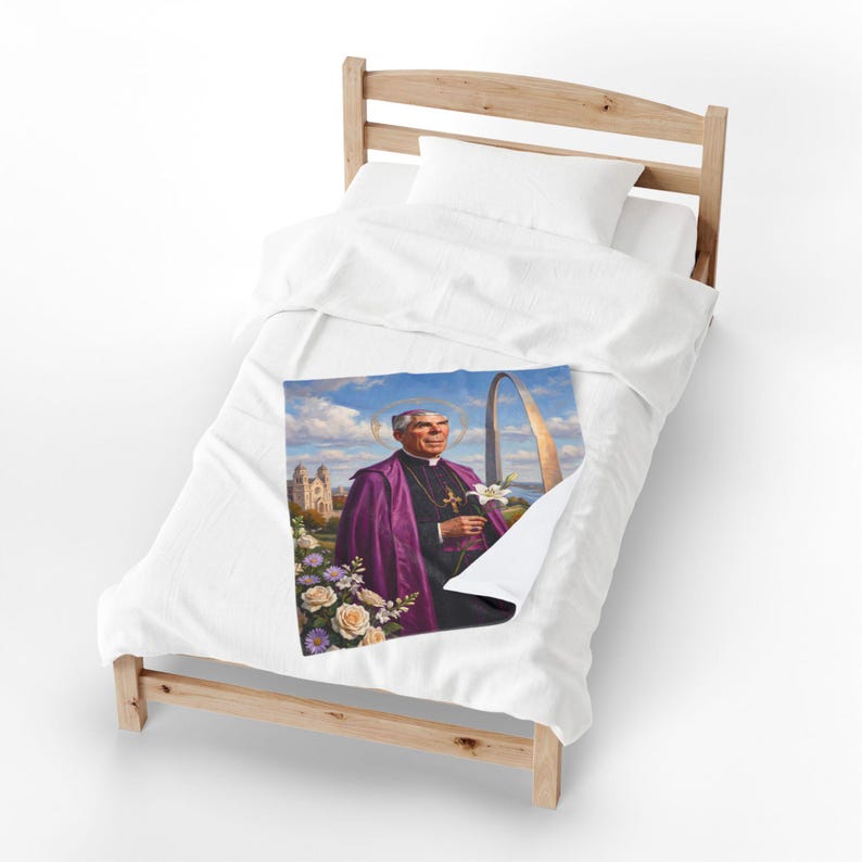 Blessed Fulton Sheen Blanket, Catholic Plush Throw, Archbishop Sheen Evangelization Keepsake Gift image 10