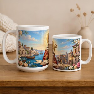 View of St. Nicholas ceramic mug