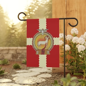 Precious Blood of Jesus Garden Flag, Catholic Lamb of God Outdoor Banner, Sacred Heart Devotional Yard Flag image 5