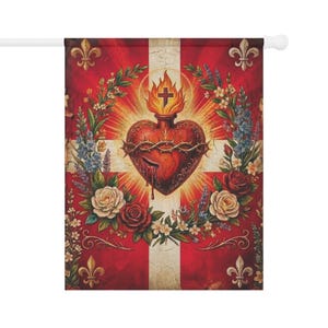 Sacred Heart of Jesus Garden Flag, Traditional Catholic Outdoor Banner, Devotional Catholic Home Decor Gift image 7