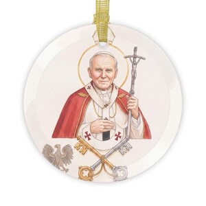 Adorno de cristal de Juan Pablo II, decoración navideña católica, regalo devocional papal imagen 20