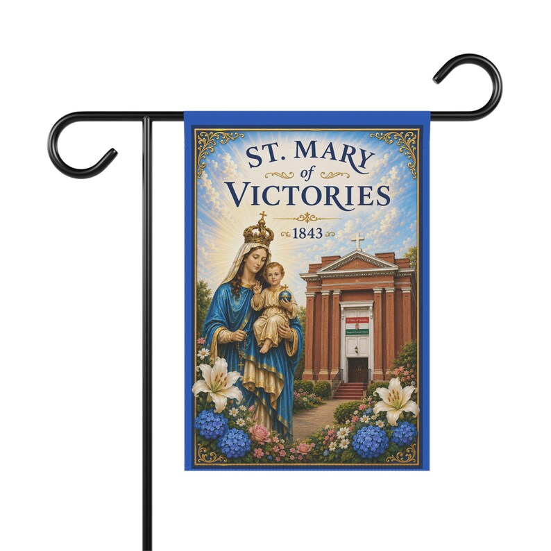 St. Mary of Victories Garden Flag, Catholic Outdoor Banner, Marian Devotional Flag for Home Shrine image 3