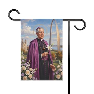 Fulton Sheen Garden Flag, Catholic Outdoor Yard Banner, Blessed Fulton Sheen Evangelization Decor image 2