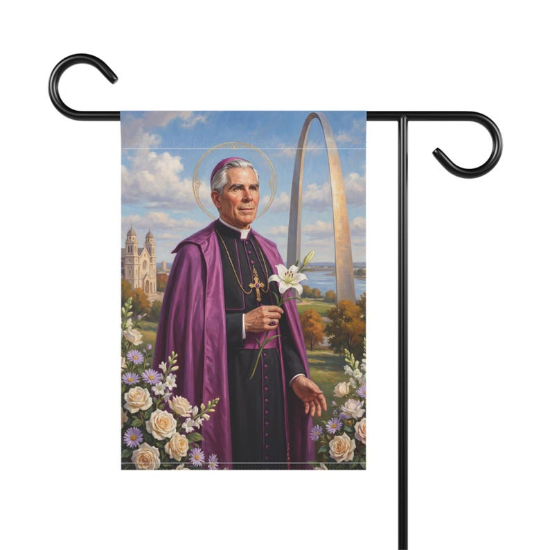 Fulton Sheen Garden Flag, Catholic Outdoor Yard Banner, Blessed Fulton Sheen Evangelization Decor image 2