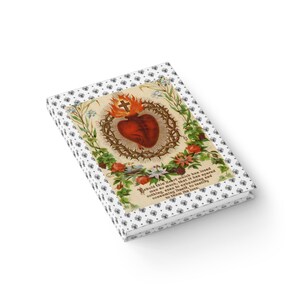 Sacred Heart of Jesus Journal, Catholic Prayer Notebook, Antique Holy Card Gift for Confirmation, First Communion
