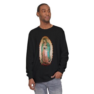 Our Lady of Guadalupe Long Sleeve Shirt, Catholic Gift for Him or Her, Marian Devotional Apparel image 1