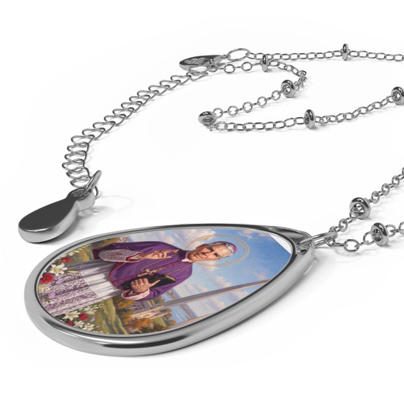 Blessed Fulton Sheen Oval Necklace, Catholic Jewelry Gift, Pendant for Women or Men image 3