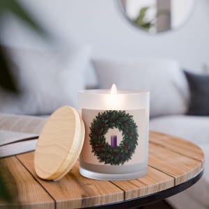Photograph of First Sunday of Advent frosted glass candle