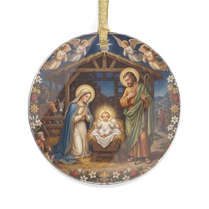 Acrylic Nativity Ornament, Catholic Stocking Stuffer, Clear Christmas Tree Ornament for Family Parish Gift Exchange image 1