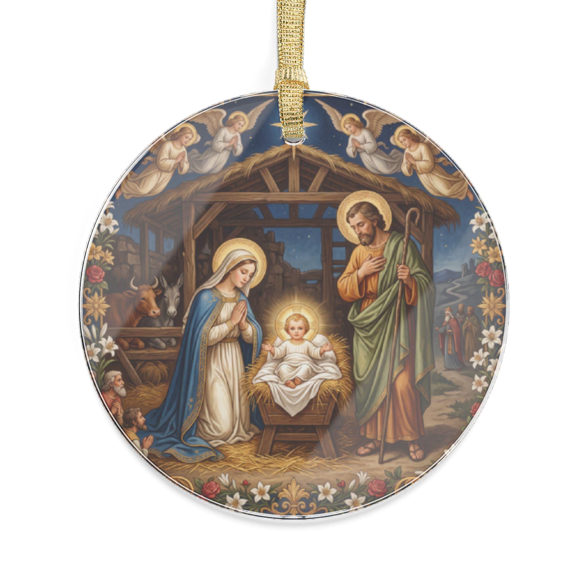 Acrylic Nativity Ornament, Catholic Stocking Stuffer, Clear Christmas Tree Ornament for Family Parish Gift Exchange