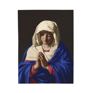 Virgin Mary Prayer Blanket, Catholic Marian Devotional Throw, Our Lady Gift for Mom, Confirmation, Christmas image 2