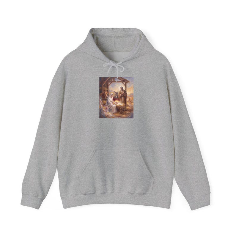 Styled photograph of Christmas hoodie, front view