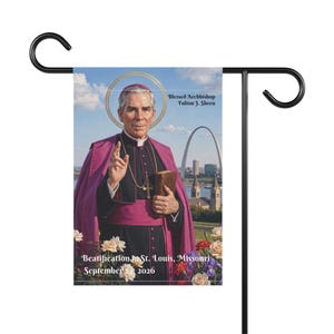 Blessed Fulton Sheen Garden Flag, Catholic Outdoor Yard Banner, Priest or Confirmation Gift for Catholic Home image 2