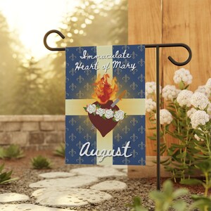 Immaculate Heart of Mary Garden Banner | August religious flag image 4