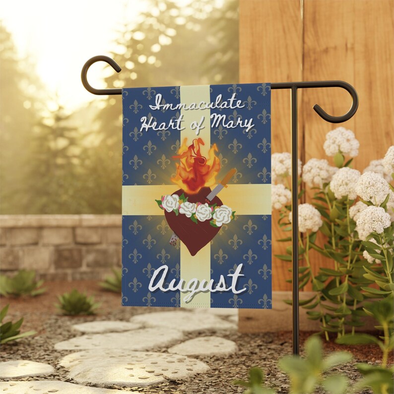 Immaculate Heart of Mary Garden Banner | August religious flag image 4