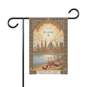 Saint Louis Skyline Garden Flag, Rome of the West Catholic Banner, Cathedral Outdoor Decor image 1