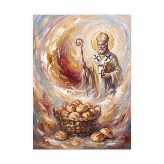 St. Nicholas Note Cards, Patron Saint of Cooks & Bakers, Blank Back Stationery