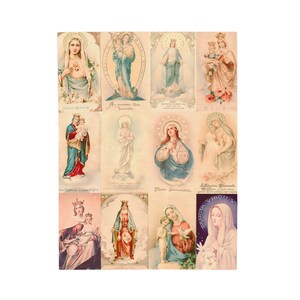 Virgin Mary Blanket, Vintage Madonna Collage Throw, Marian Catholic Gift for Mom, Prayer Blanket image 4