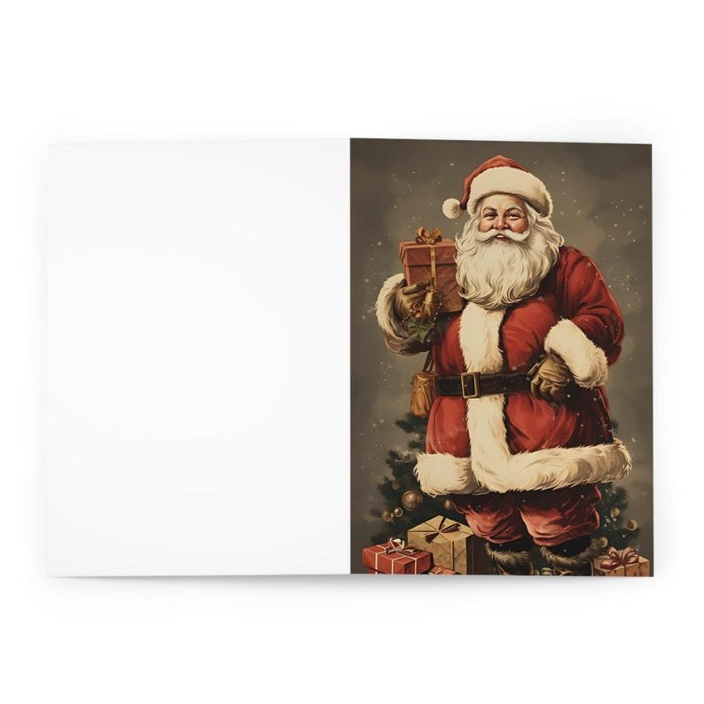 Old Fashioned Santa Christmas Cards 5 Pack, St. Nicholas Catholic Holiday Greeting Cards, Blank Inside with Envelopes image 2