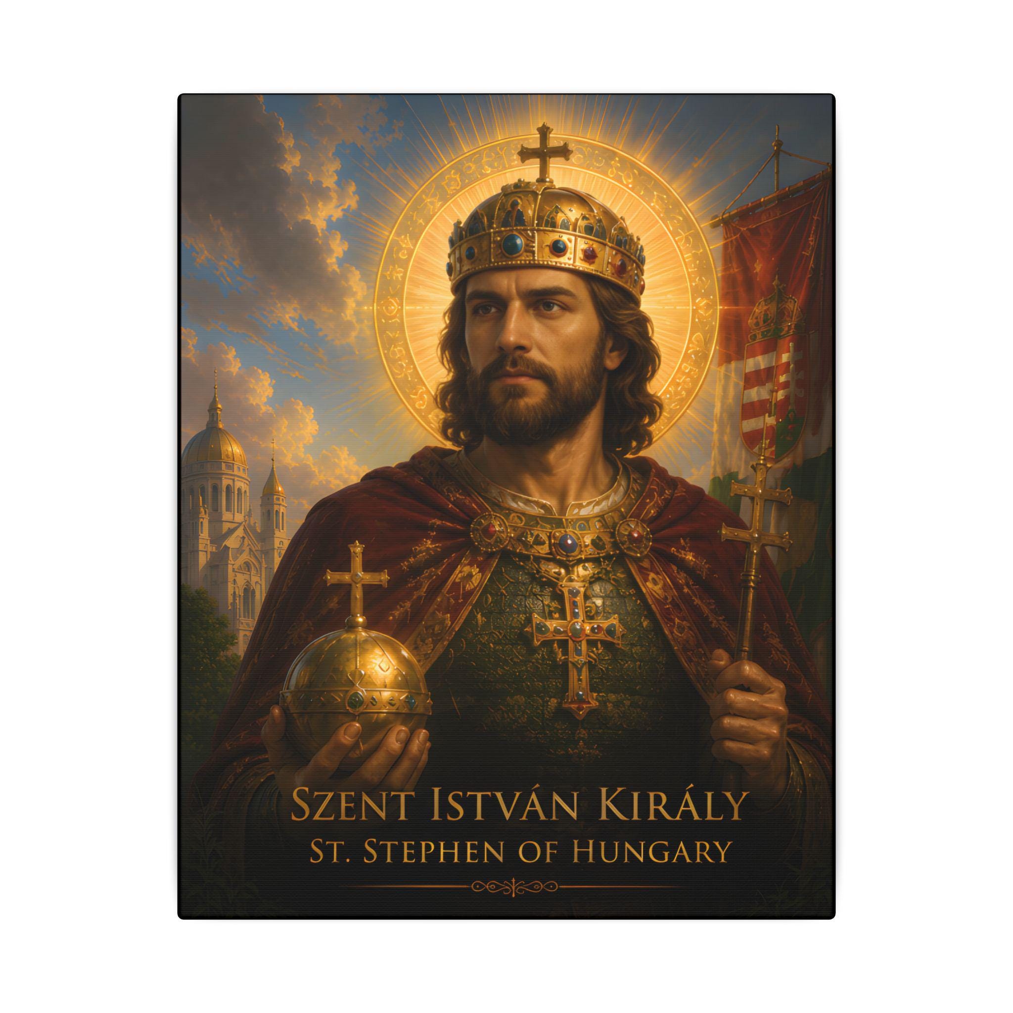Hungarian Catholic Wall Art, St. Stephen of Hungary Canvas Print, Sacred Art Gift for Catholic Home