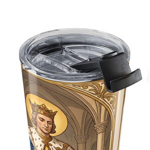 Saint Louis IX Tumbler, 20oz Catholic Coffee Cup, Traditional King of France Devotional Gift image 3